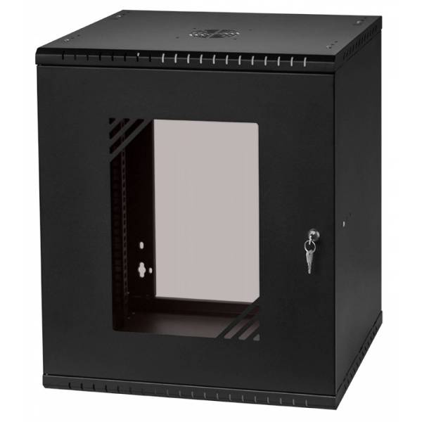 Стоечный шкаф 19" 12U, стеклянная дверь, 450мм, черный